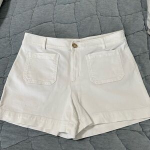 LOFT Palmer High Waist White Shorts Crisp Cotton Blend